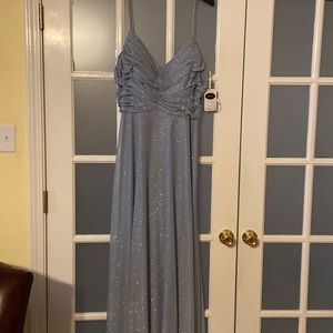 Blue glittery prom dress